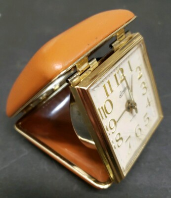 VINTAGE Collectible | LINDEN Wind-Up Tan Travel ALARM CLOCK