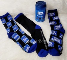 CRAZY SOCKS BUD LIGHT 3 PACK MEN'S SOCKS IN A CAN, SZ 6-13