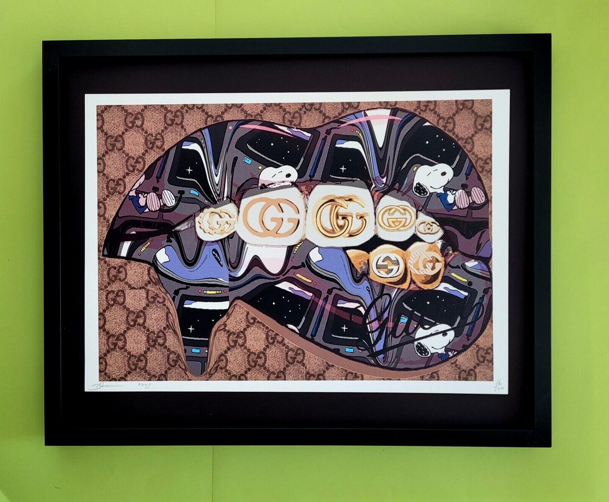 DEATH NYC, Hand Signed LARGE Print Framed 16x20in COA SNOOPY GUCCI