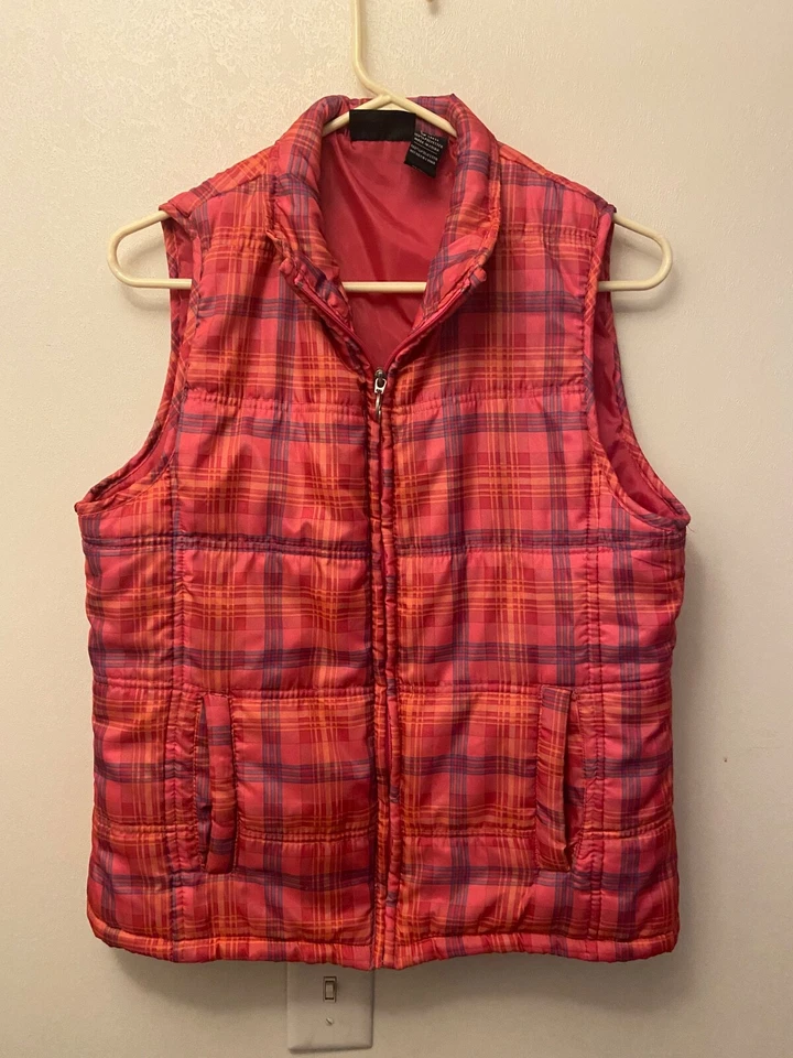 Джейн Эшли, розовый клетку стеганый пуховик жилет размер средний - Изображение 4 из 4