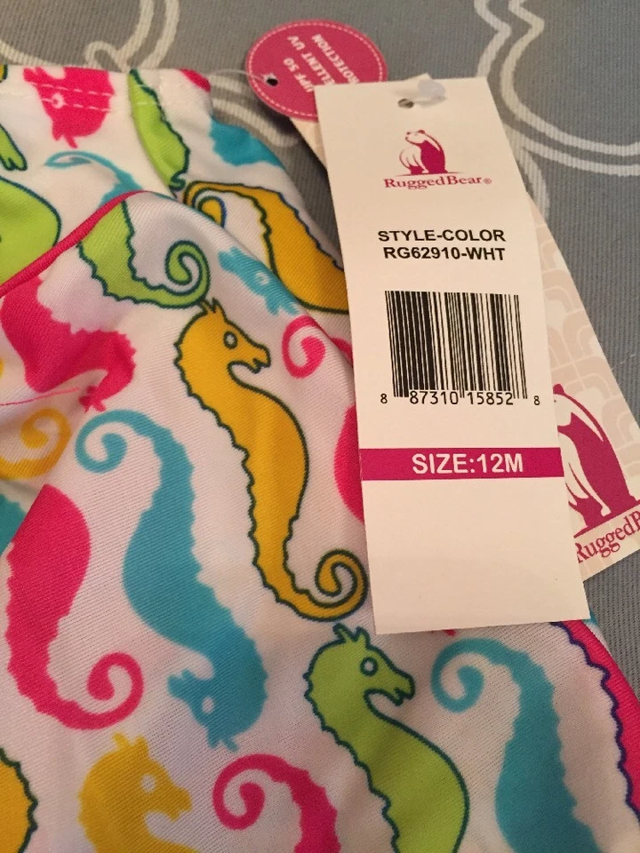 Nuevo con etiquetas Traje de baño tankini de dos piezas de caballito de mar bebé niña oso resistente talla 12 M Foto 4 de 4