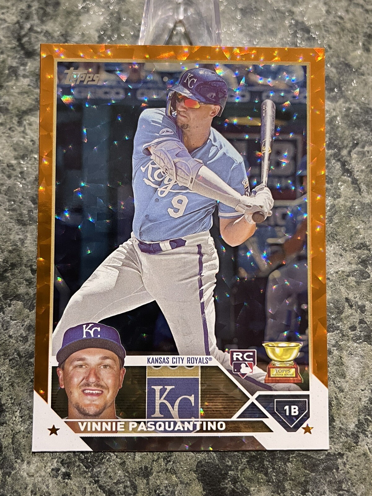 2023 Topps Series 1 ORANGE Foil Refractor SSP #41/299 Vinnie Pasquantino RC 302