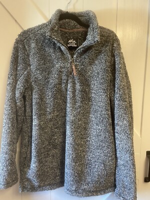 Women's Alpine Sherpa Pullover 1/4 Zip Gray Size EUC