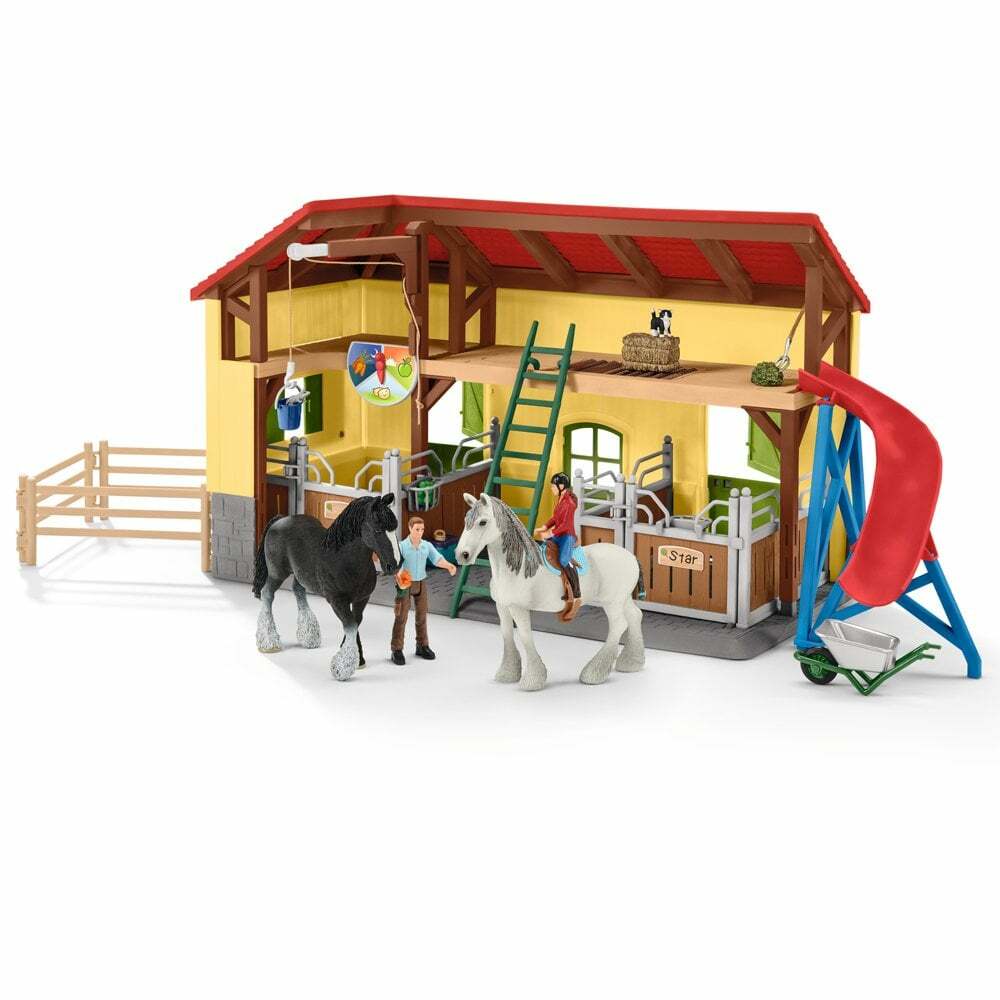 schleich horse stable with 2 bonus horses