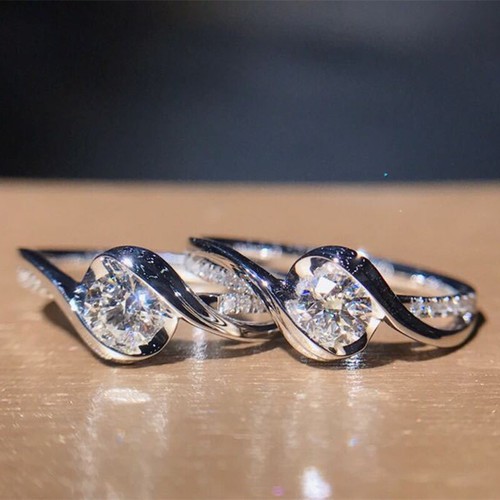 925 Silver Filled Gorgeous Sprkly Cubic Zircon Rings Wedding Jewelry Sz 6-10 - Picture 33 of 33
