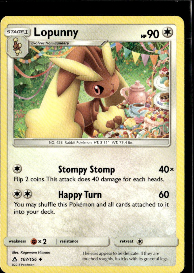 Pokemon Lopunny 107/156 Ultra Prism Non Holo Uncommon 5 Card Lot