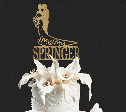 Custom Modern Wedding cake topper decor w/Bride and Groom Personalized - Picture 18 of 21