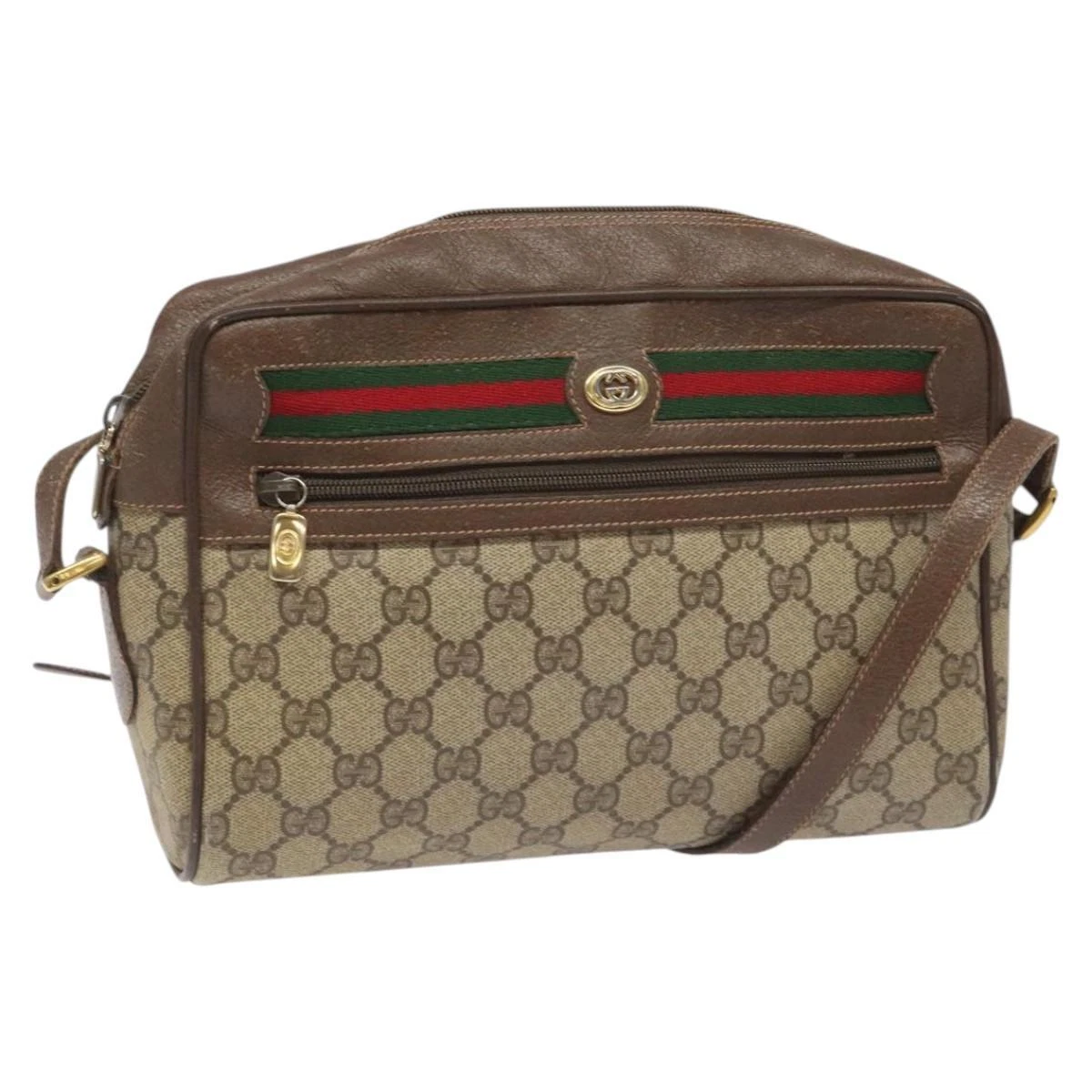 Sac à bandoulière GUCCI GG Supreme Web Sherry Line PVC beige 56 02 088 authentique 114438