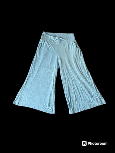 Torrid 2X Pants Pull-On Wide Leg Soft High-Rise Smocked Waist Light Blue