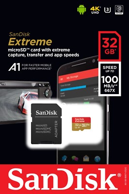 SanDisk Micro SD SDHC Karte Extreme 32GB V30 U3 Class 10 Speicherkarte & SD Adapter