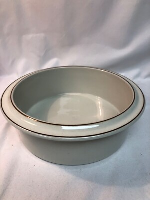 VTG Arabia Finland Fennica STONEWARE SERVING BOWL 9'' diam x 2 3/4'' h BROWN TRIM