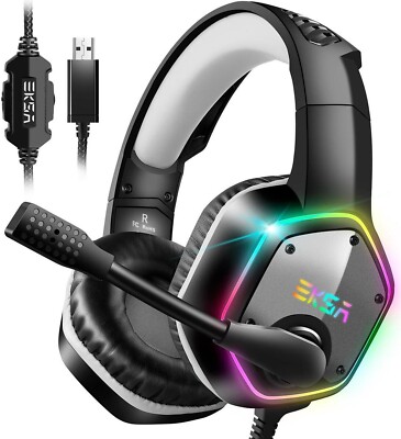 EKSA E1000 USB Gaming Headset Black High Quality Sound w 120deg. Rotatable Mic