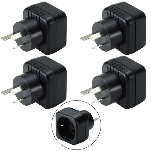 4 European Grounded Adapter Schuko To Australian Plug EU 2 Pin to 3 AU Converter