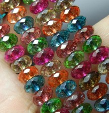 Faceted 5x8mm Multicolor Tourmaline Gems Rondelle Loose Beads 15'' Strand