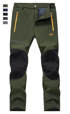 Men's Winter Softshell Pants Thick Waterproof Outdoor Hiking Cargo Trousers 