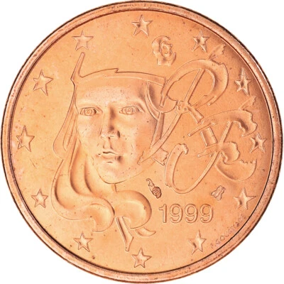 [#189395] France, 5 Euro Cent, 1999, Paris, BU, FDC, Cuivre plaqué acier, KM:128 - Photo 1/2