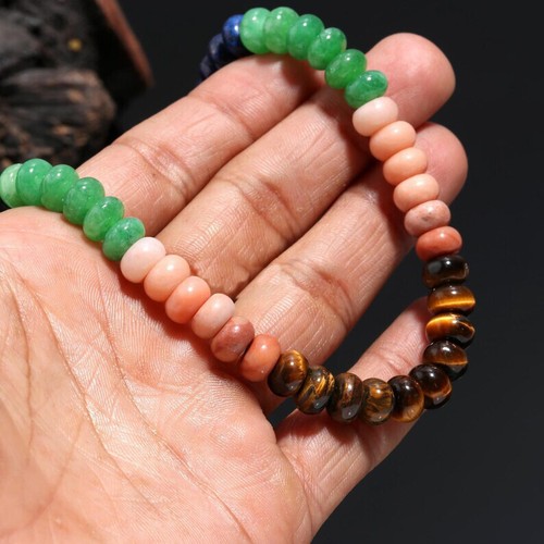 Collar hecho a mano de plata de 7 piedras preciosas curativas de chakras de cuarzo 18" - Imagen 7 de 8