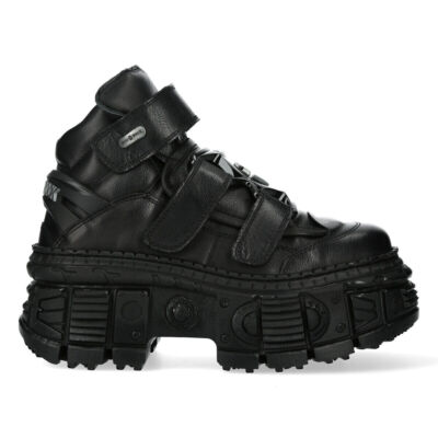 New Rock Stiefel WALL285-S2 Unisex Metallisch Schwarz Leder Plateau Gothic