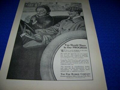 1914 FISK TIRE COMPANY ''SHARE IN OUR PROGRESS''..1-PAGE SALES AD (132EE)