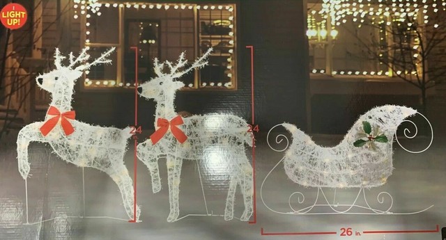Lighted Champagne Reindeer Deer Fawn Sculpture Figure Outdoor