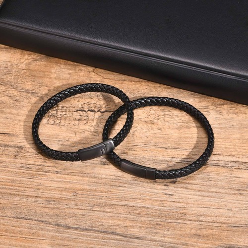 Vnox Personlized Custom Woven Microfiber Leather Bracelet for Men Boys Gifts - Picture 7 of 15