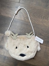 NWT Gymboree Super Soft Bear Glittery Antlers Deer Purse Faux Fur Pompom Kids