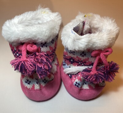 Build A Bear Strick Rosa Fair Isle Kunstfell Winter Schnee Stiefel Selten Retired