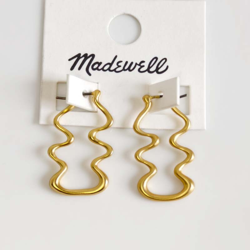 New 32mm MadeWell Floral Hoop Earrings Gift Vintage Women Party Holiday Jewelry