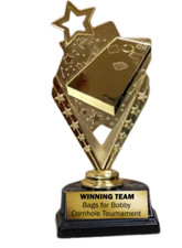 CORNHOLE WINNER FIRST PLACE MVP TOURNAMENT AWARD TROPHY 7.5"  PERSONALIZED FREE