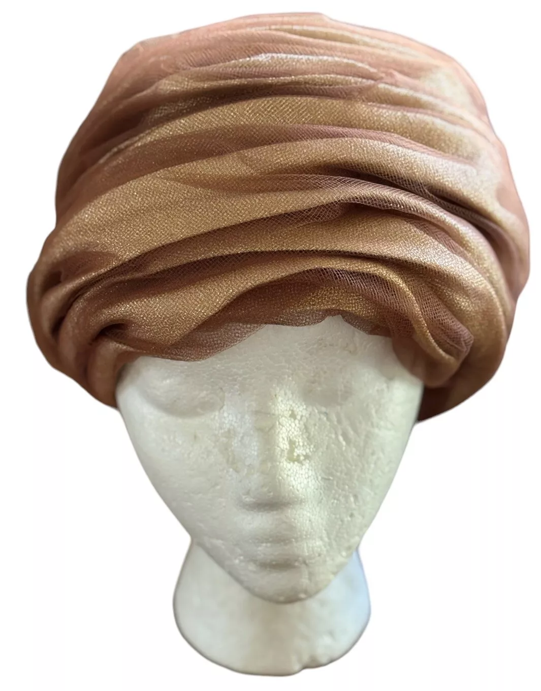 CHRISTIAN DIOR Chapeaux artistique tulle étincelant doré turban mode créateur chapeau
