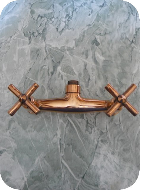 Mélangeur de douche mural en cuivre rouge avec têtes céramiques pour vasque rétro
