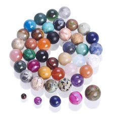 500PCS Mixed Natural Gemstones Stone Hole Round Loose Beads 8mm DIY Jewelry