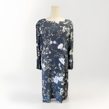 Old Navy Butterfly Floral Swing Dress Size M Gray Woven Keyhole Cottage Prairie