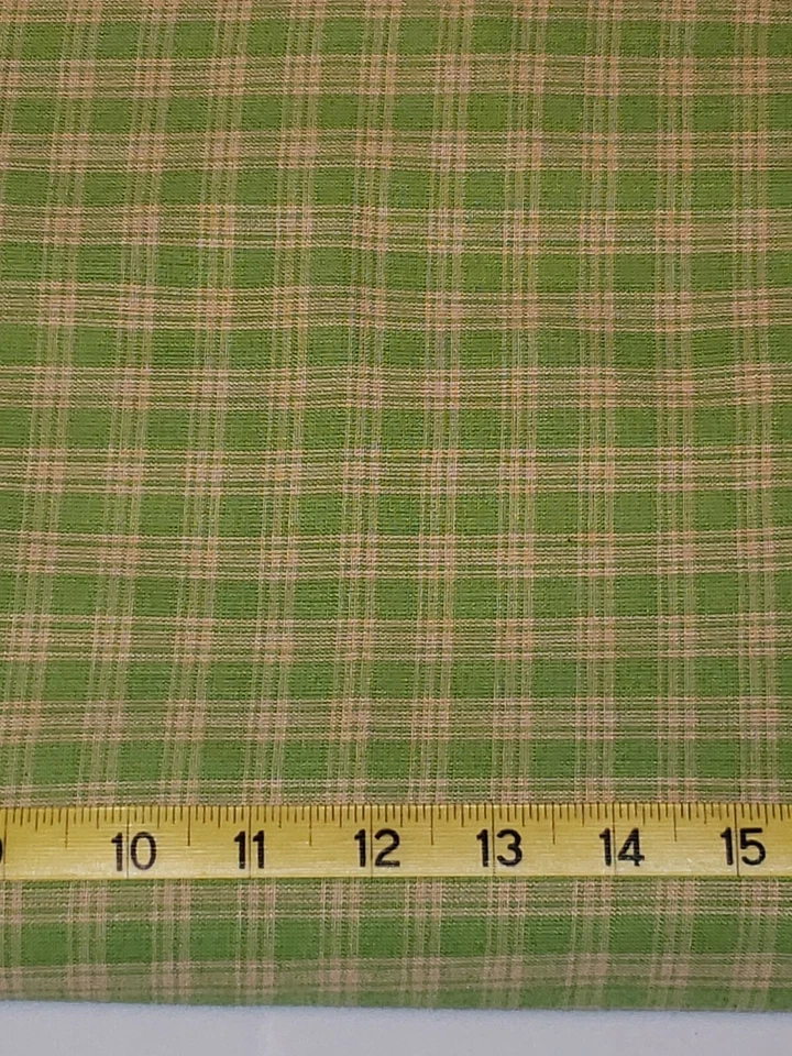 Plaid Retro Lime Green Gingham Vintage Cotton Fabric Wide 43" × 123" Long - Image 2 of 4