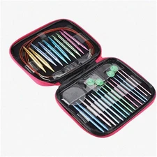 CraftyStitch 13-Pair Interchangeable Circular Knitting Needles Set - Aluminum Cr