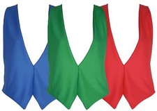 Adults S-M Blue, Green or Red Backless Waistcoat Fancy Dress Costume Accessory