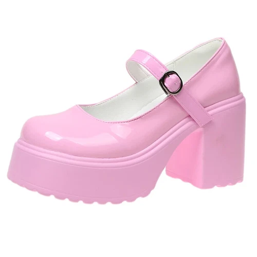Chunky Platform Mary Jane Shoes High Heels Pumps New Sweet Thick Heel Party Shoe - Bild 8 von 19