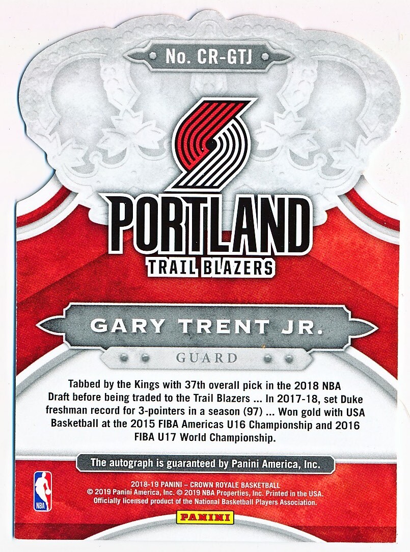NBAカード　GARY TRENT JR. Auto rc NBAカード GARY TRENT JR. Auto rc