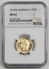 Australia 1914 M Sovereign Sov Gold Coin Melbourne King George V KM# 29 NGC MS62