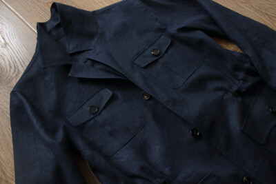 British Men's 100% Linen Safari Jacket Pockets Slim Fit Hunting Coat Casual Tops