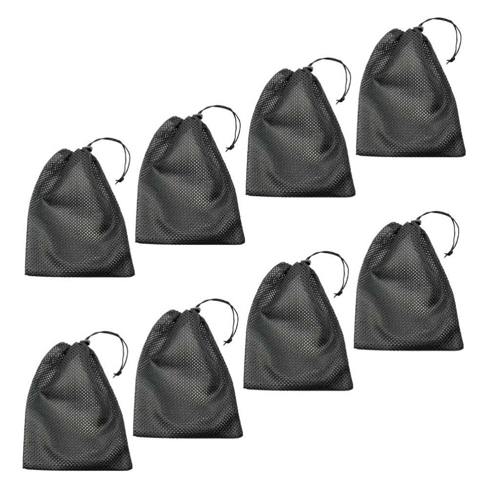 8pcs Mesh Bag Drawstring Bag Mesh Drawstring Bag with Cord Portable