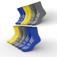 6-Pairs Grippy Non-Skid Socks with Elastic Cuff Polyester-Spandex Knit