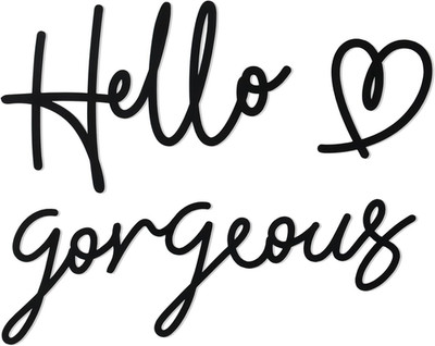 Hello Gorgeous Heart Sign Wall Decor Black Metal Wall Decor Modern Hello Gorgeou