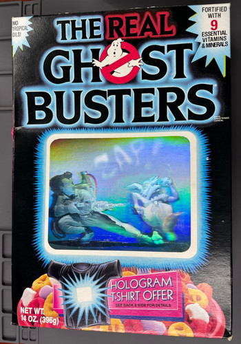 RARE Vintage 1988 Ralston GHOSTBUSTERS CEREAL Venkman ZAP! Hologram Box (Empty)