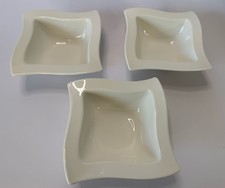 Villeroy Boch NewWave White Square Dip Rice Bowls Set of 3 Germany Porcelain