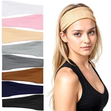 obeoby 8-Pack Wide Stretchy Headbands for Women - Daily Use, Sport, Yoga, Runnin