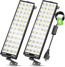 2 Pack LED Shop Lights, 100W 14000LM 6000K Plug in Garage Light Waterproof