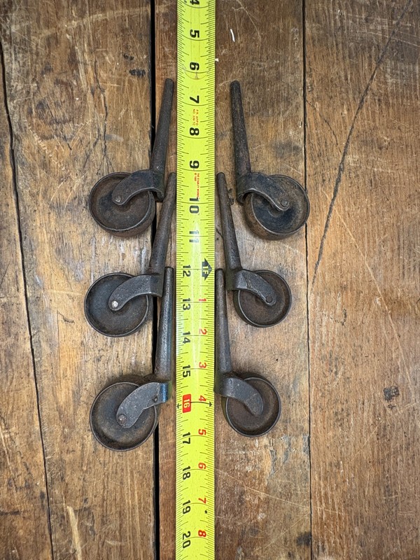 Antique Cast Iron Wheel Casters Posts Wheels Furniture Hardware Lot 6