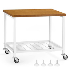 White 2 - Tier Wooden - MDF Printer Stand with Metal Frame for Office and Home