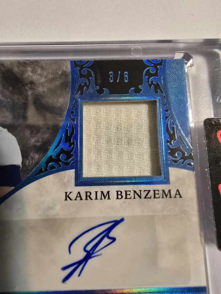 Tarjeta parche recuerdos firmada superlativa hoja 3/6 karim benzema #sm-kb1 2023 Foto 3 de 4